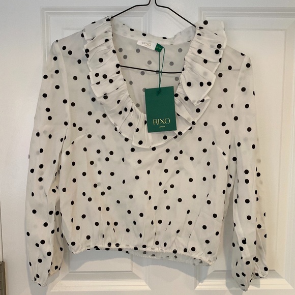 NWT! RIXO London Alora Cropped Blouse Top XS - Picture 2 of 11